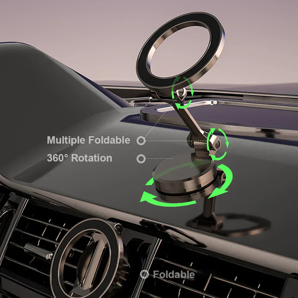 Opvouwbare en verstelbare telefoonhouder voor autodashboard, met sterke magneet voor elke smartphone.