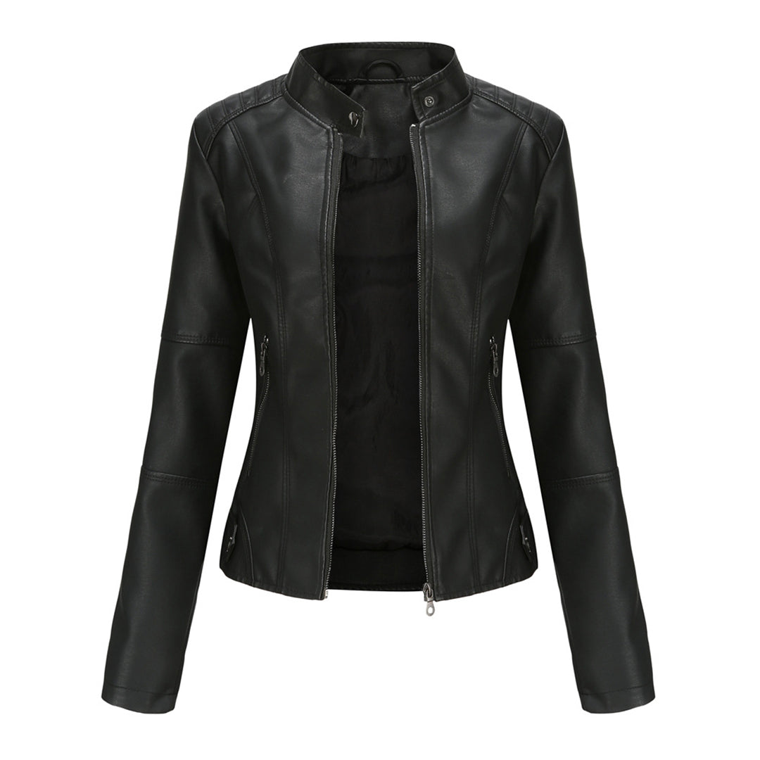 Stijlvol dames leren jack Romy van PU leer, perfect voor een modieuze casual of chique outfit.
