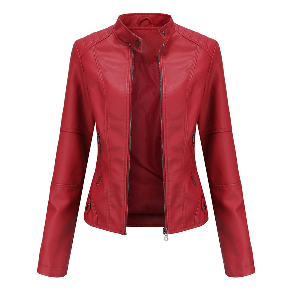 Elegant damesjack van soepel PU leer, ideaal als lentejas of herfstjas voor comfort en stijl.