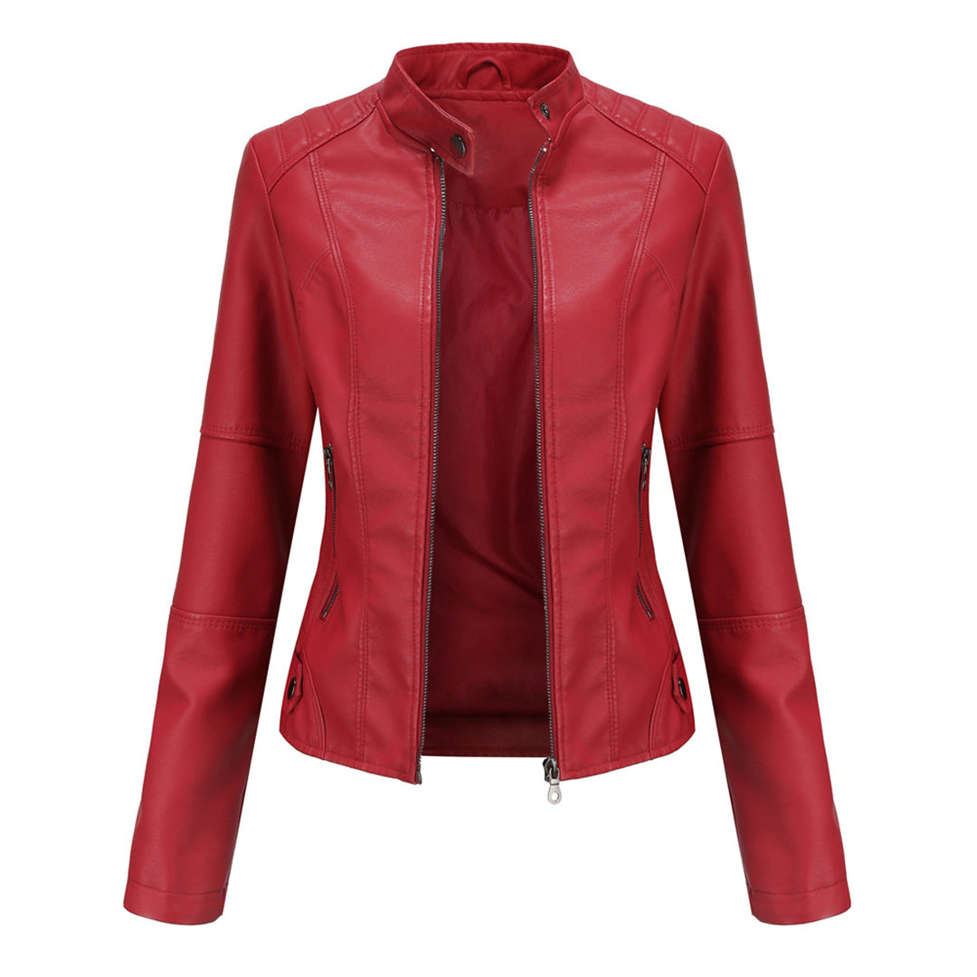 Elegant damesjack van soepel PU leer, ideaal als lentejas of herfstjas voor comfort en stijl.