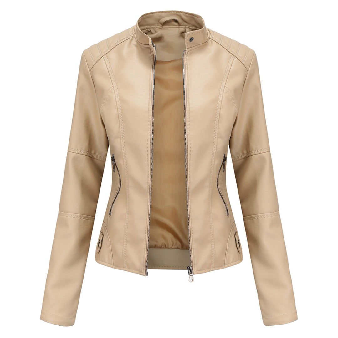 Comfortabel PU leren damesjack, een stijlvolle toevoeging aan je garderobe, perfect voor lente en herfst.