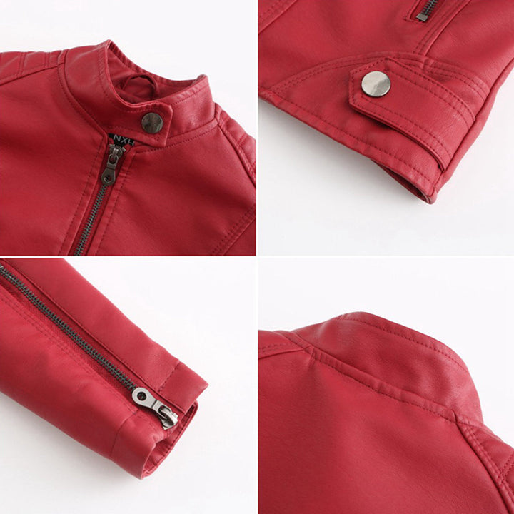 Veelzijdig dames leren jack van PU leer, comfortabel en stijlvol voor zowel casual als chique outfits.