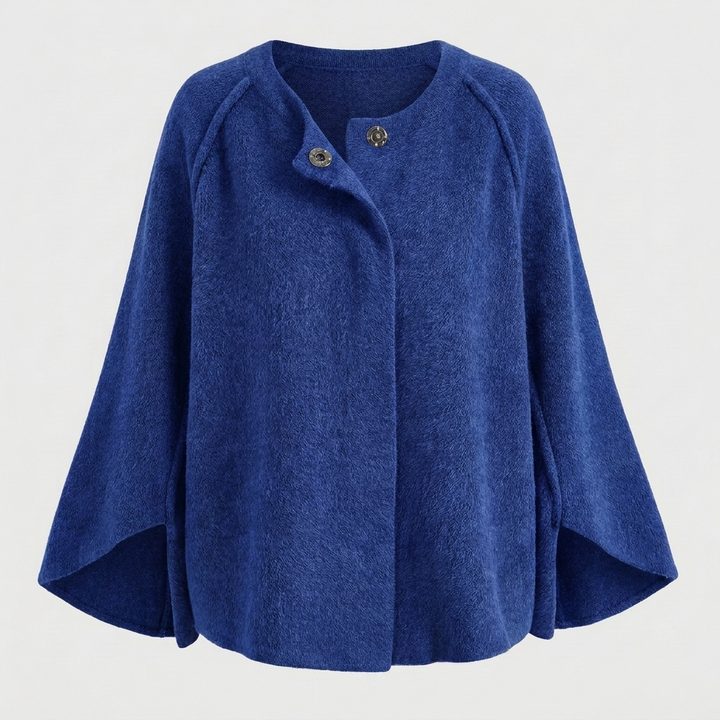 Elegant damesjack met gekorte snede en knoopsluiting, een stijlvol overgangsjack voor lente en herfst.