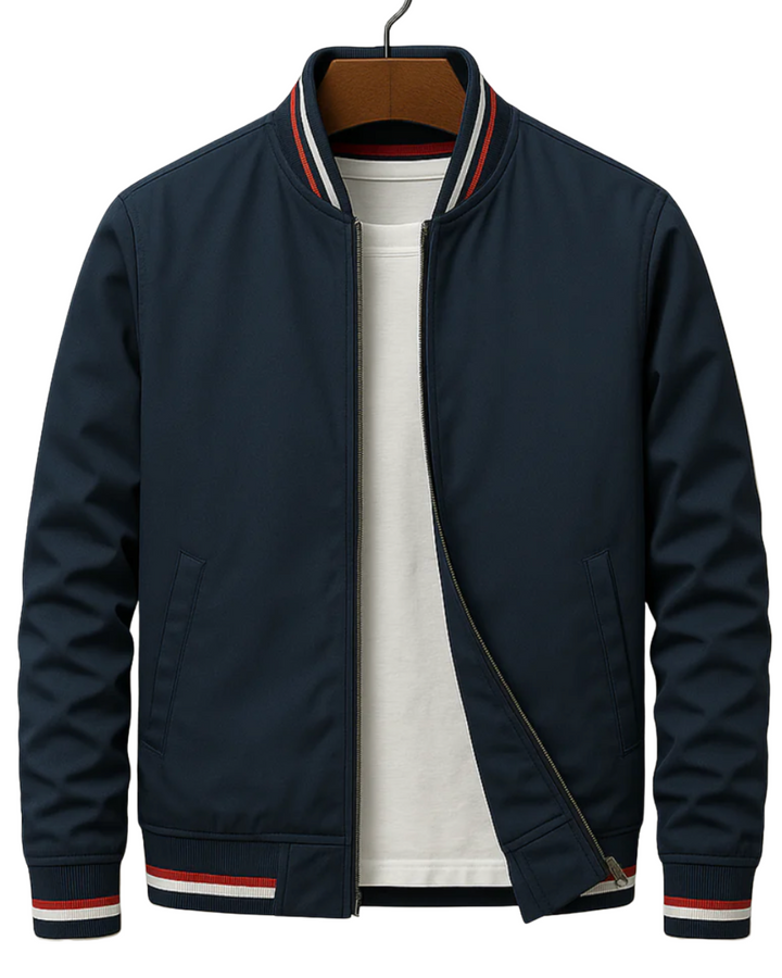 Modern urban heren bomberjack met rits. Dit stijlvolle casual jas is perfect voor de modebewuste man.