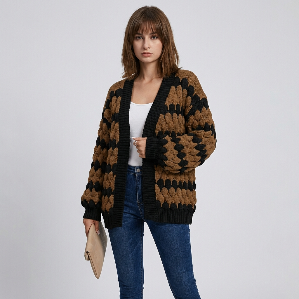 Stijlvol open-front damesvest met lange mouwen, perfect voor veelzijdige laagjeskleding. Modieuze vrouwen cardigan.