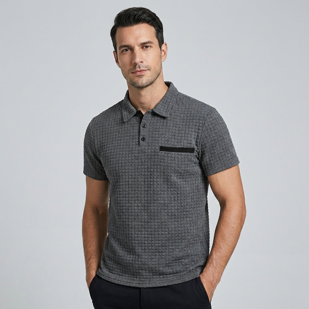 Heren slim-fit poloshirt met korte mouwen, stijlvol en comfortabel, geschikt voor casual en nette gelegenheden.