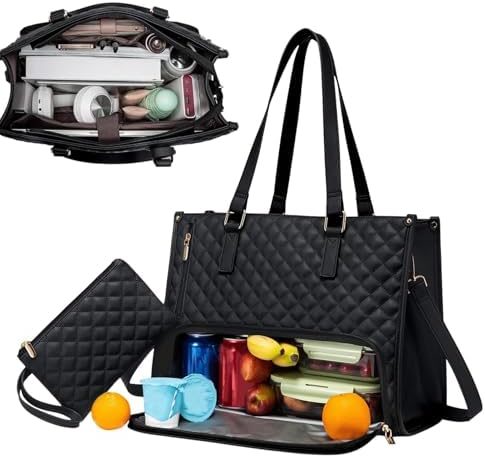 Stijlvolle 2-in-1 laptoptas en geïsoleerde lunchtas voor werk en reizen, perfect voor dagelijks gebruik.