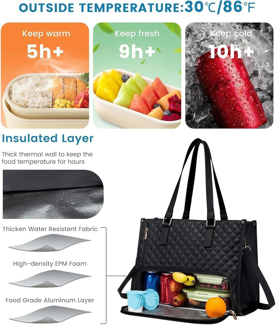Unisex 2-in-1 draagtas voor laptop en lunch, met handige organizer vakken. Ideaal voor professionals.