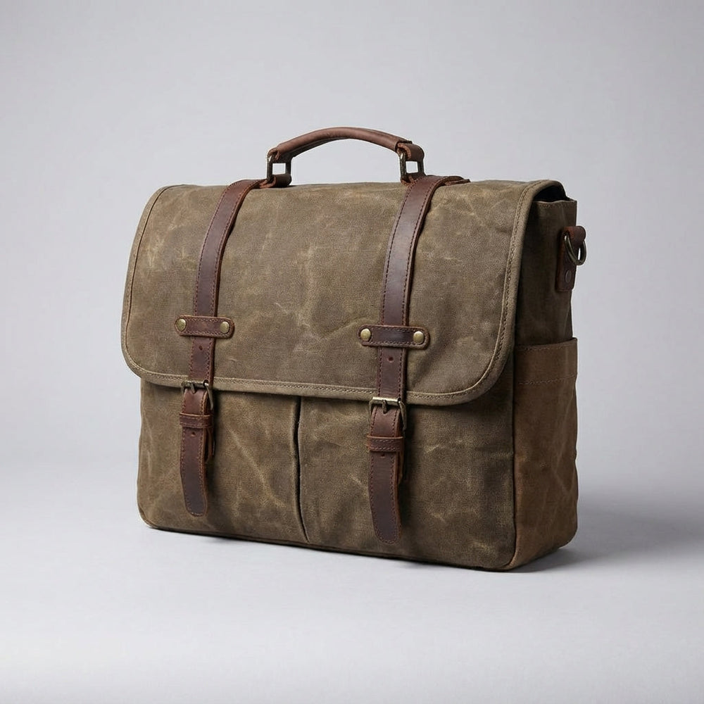 Duurzame leren heren schoudertas, een praktische MetroSatchel crossbody tas met veel opbergruimte voor onderweg.
