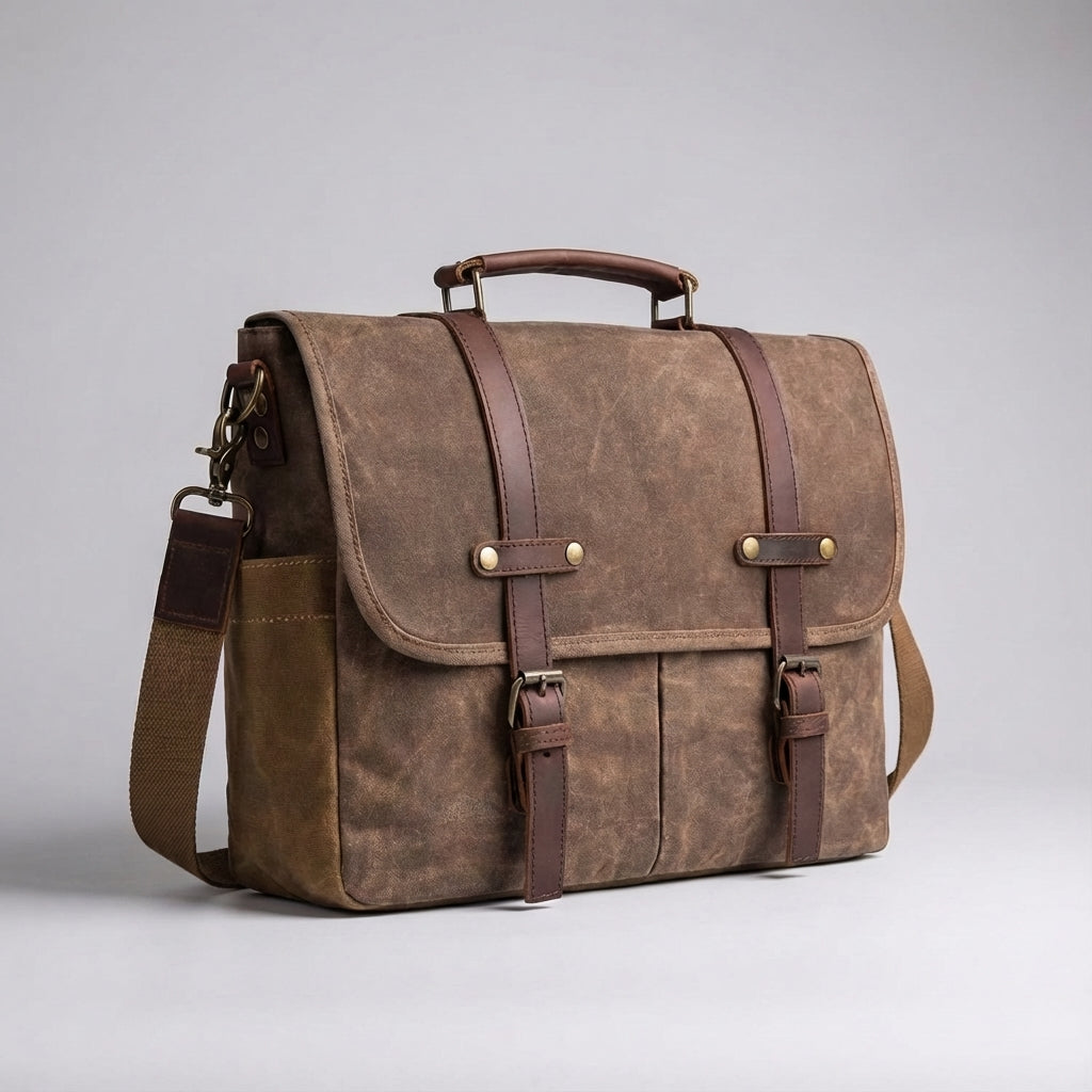 Authentieke leren messenger schoudertas voor heren. De MetroSatchel is een duurzame en tijdloze zakelijke tas.