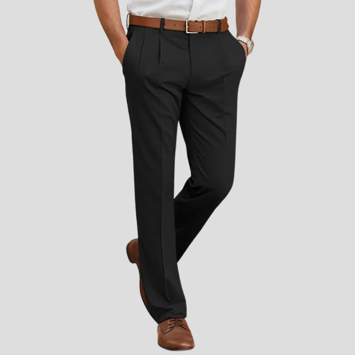 Stijlvolle casual zakelijke herenbroek met rechte pijp in katoen-polyester. Comfortabel voor kantoor en dagelijks gebruik.