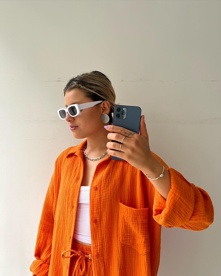 Stijlvolle dames co-ord set Maris van ademend katoen met losse pasvorm, perfect voor zomerse vrijetijd.