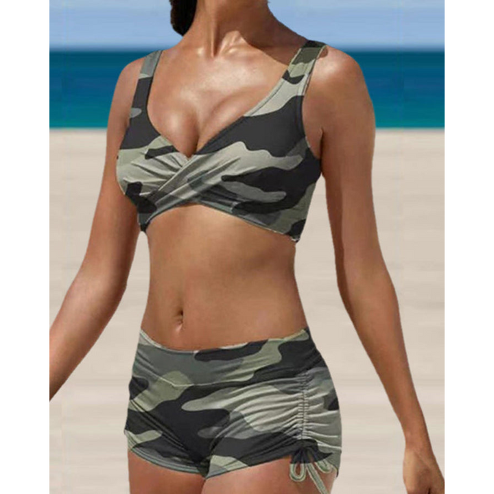 Stijlvolle dames corrigerende bikini voor de zomer; comfortabele zwarte zwemkleding met figuurcorrigerend effect, perfect voor strand.