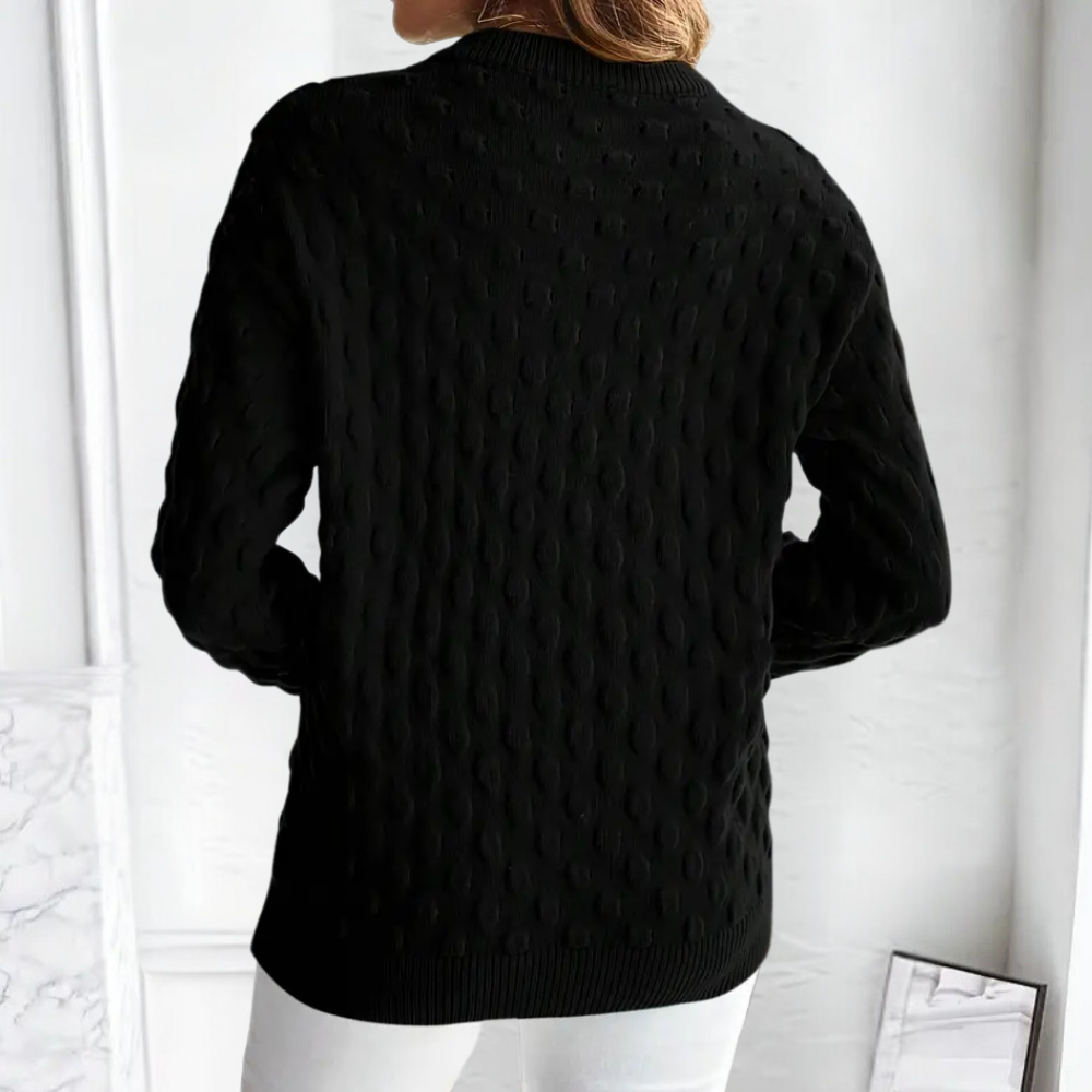 Elegante dames trui met uniek trendy breipatroon. Luxe kasjmier voor een modieuze look.