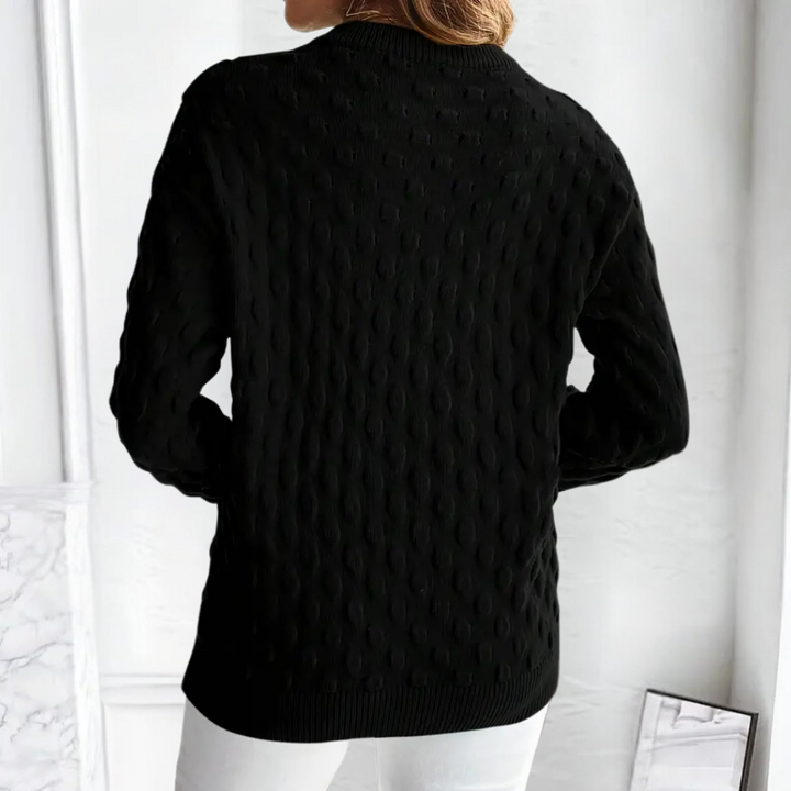 Elegante dames trui met uniek trendy breipatroon. Luxe kasjmier voor een modieuze look.