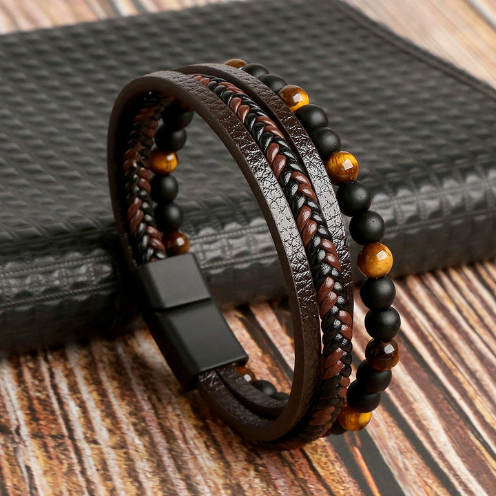 Stijlvolle heren armbandenset van leer. Modern, veelzijdig accessoire voor elke man. Perfect als cadeautip.