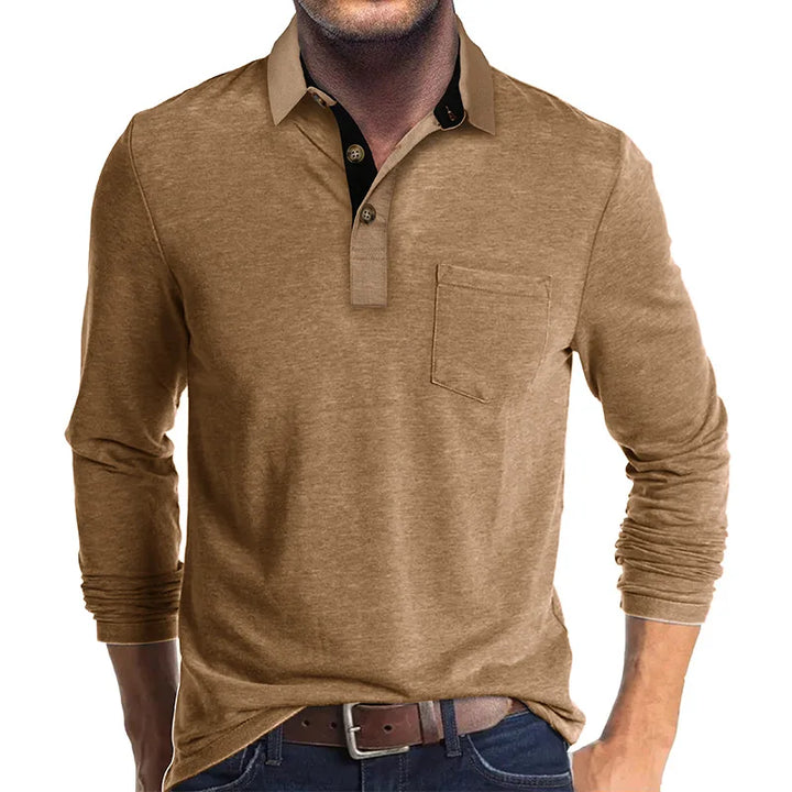 Veelzijdige Matteo heren polo met lange mouwen, perfect voor stijlvolle herenkleding.
