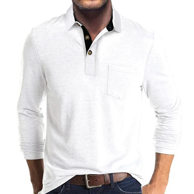 Elegante heren polo shirt lange mouwen voor een casual, stijlvolle look. Ademend & comfortabel.