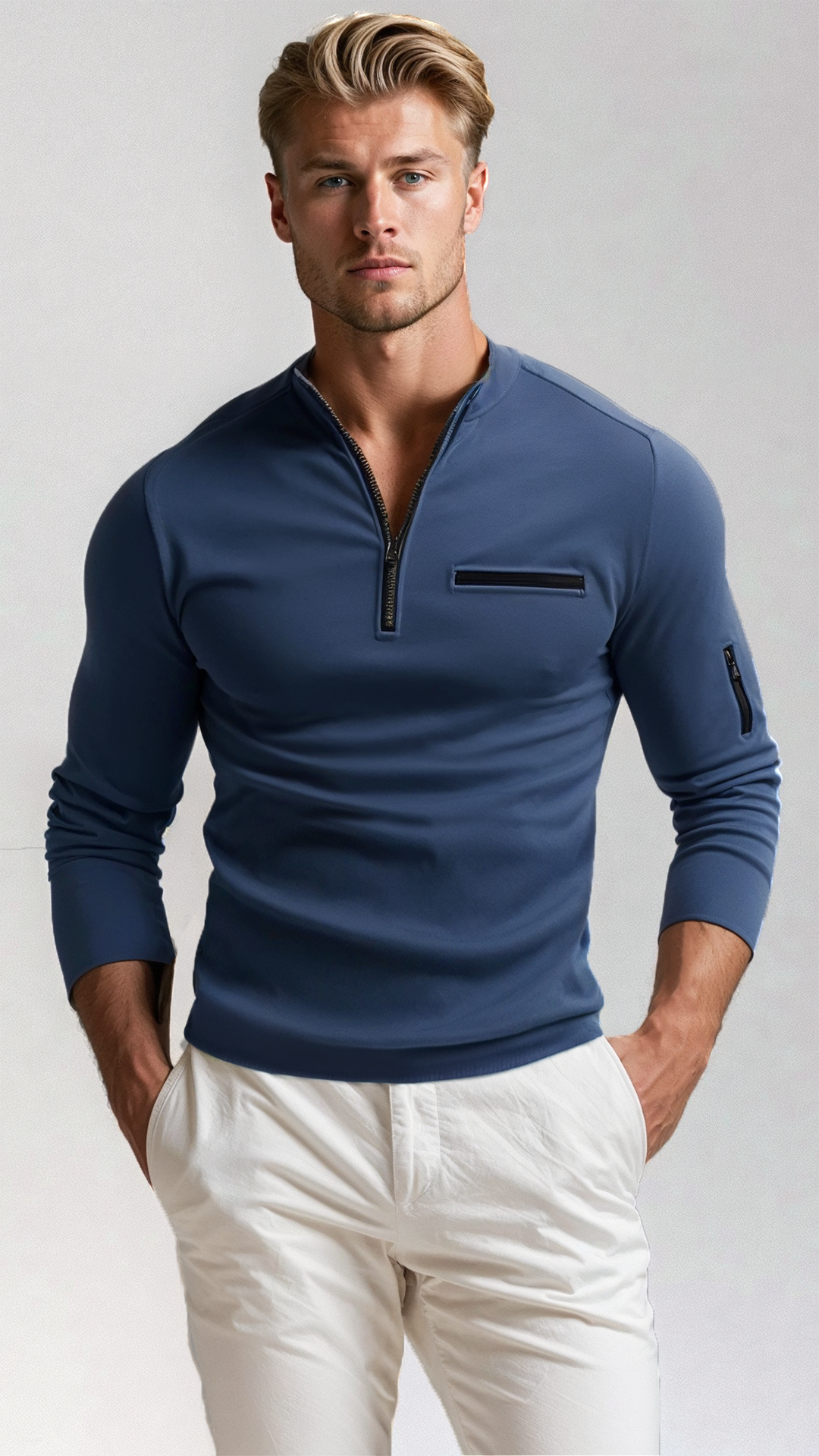 Stijlvolle heren trui met kwart rits, regular fit en comfortabel. Perfect voor casual herenmode.