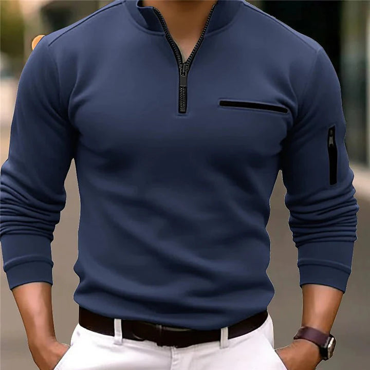 Zachte, comfortabele Lorenzo heren trui met kwart rits, essentieel voor een casual en stijlvolle look.