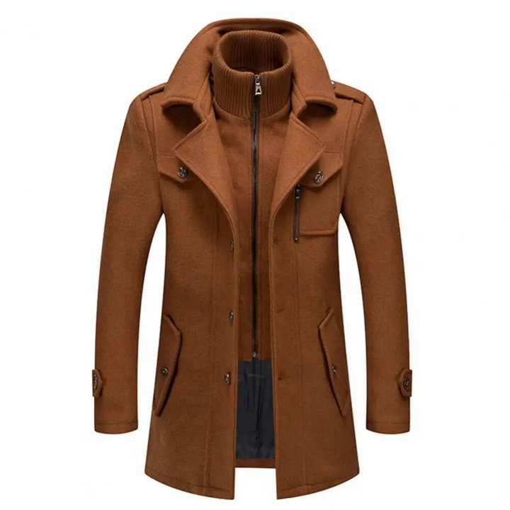 Elegante modieuze herenjas met dubbele kraag, perfect als casual of smart casual bovenkleding. Tijdloze mode.