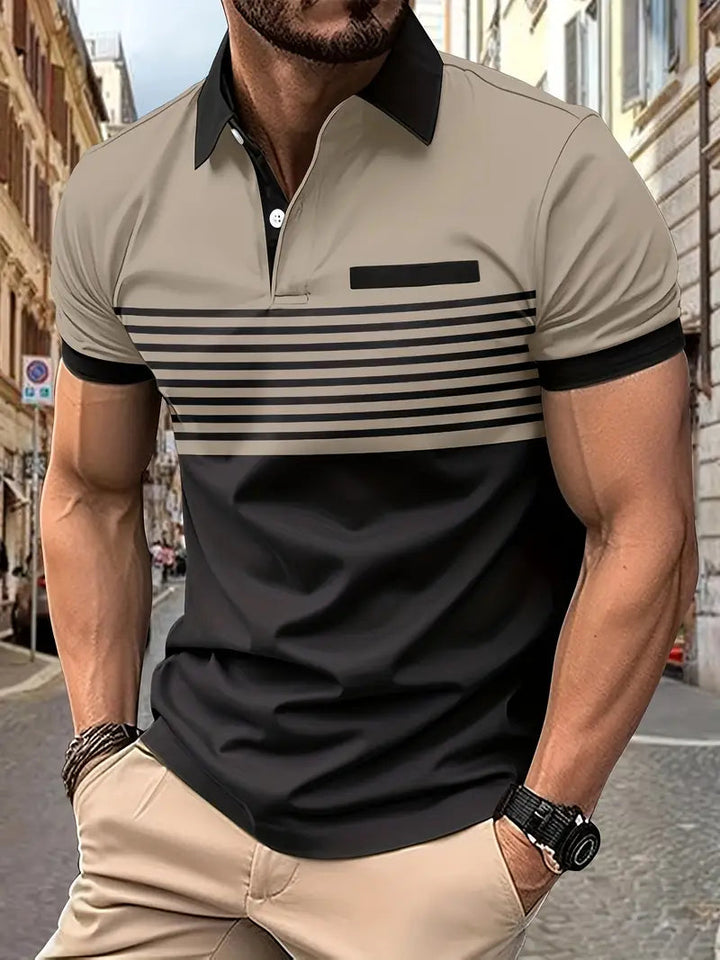 Moderne slim fit herenpolo met korte mouw, elegant en comfortabel voor elke stijlvolle gelegenheid.