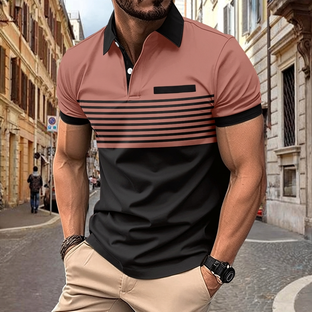 Stijlvol poloshirt voor heren, casual slim fit met korte mouw, veelzijdige kleding voor de modebewuste man.