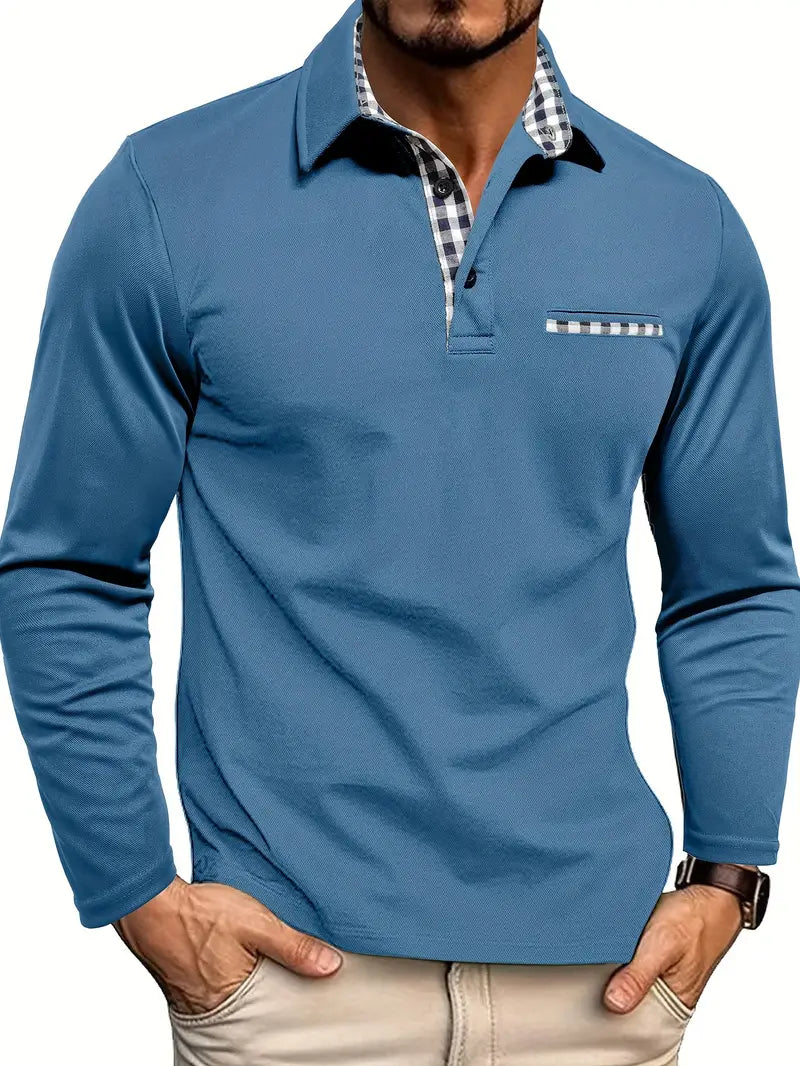 Casual herenpolo met lange mouwen, elegante pasvorm voor een stijlvolle uitstraling. Comfortabele herenkleding, tijdloos design.