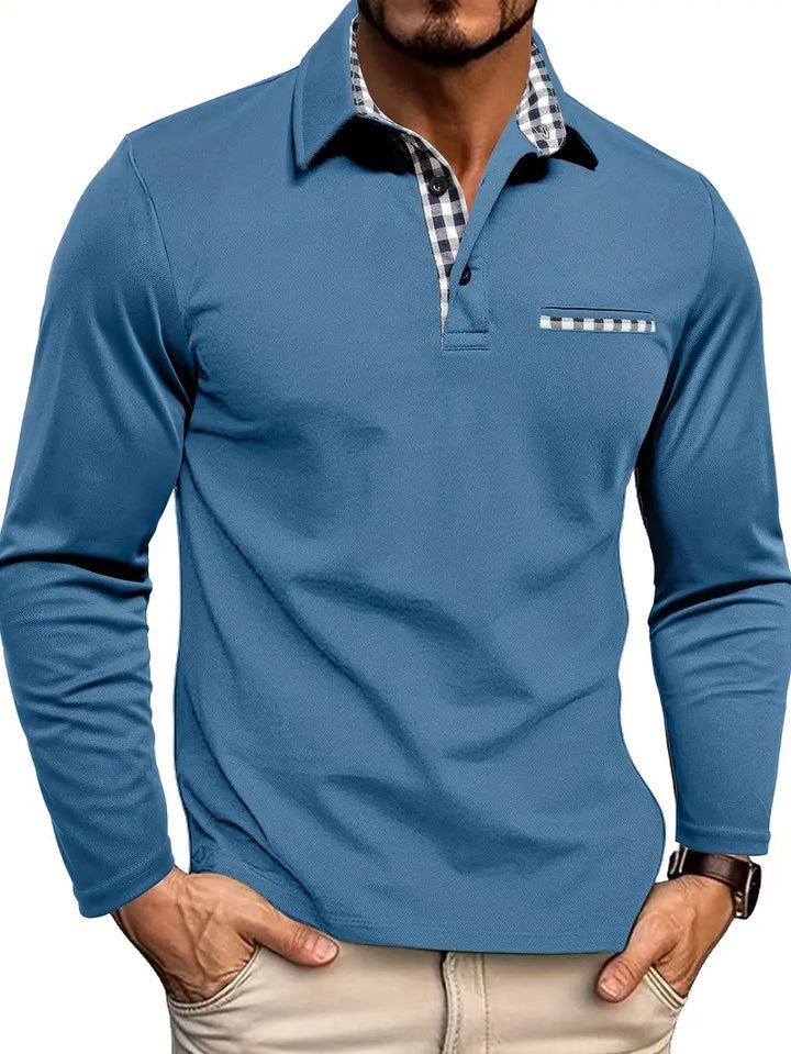 Casual herenpolo met lange mouwen, elegante pasvorm voor een stijlvolle uitstraling. Comfortabele herenkleding, tijdloos design.