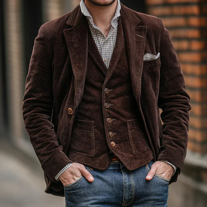 Casualchic herenset Victor: compleet jasje en gilet voor een tijdloze, elegante heren outfit.