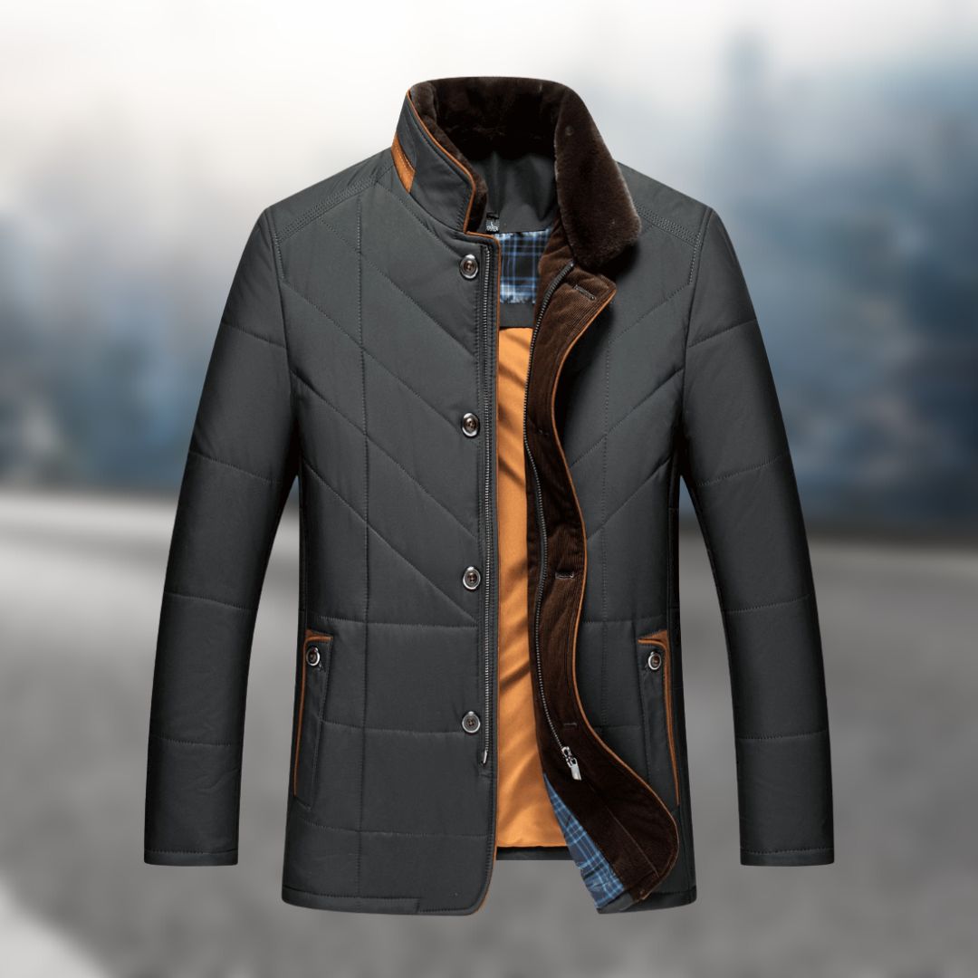 Stijlvolle Jack Cohen geïnspireerde gewatteerde fleece herenjas, waterdicht en ademend voor lente/herfst.