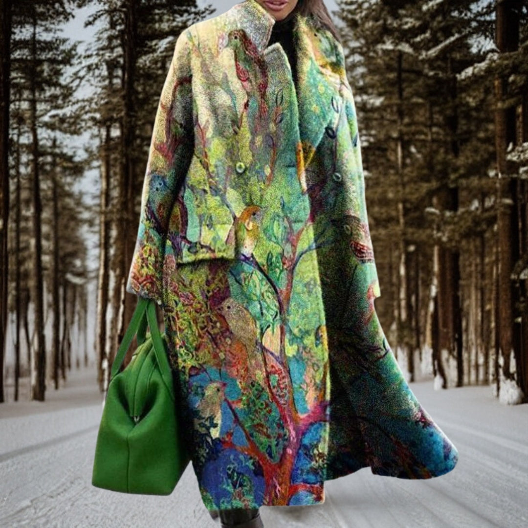 Comfortabele witte lange dames winterjas Sofia, extra warm en elegant. Ideaal voor koude winterdagen.