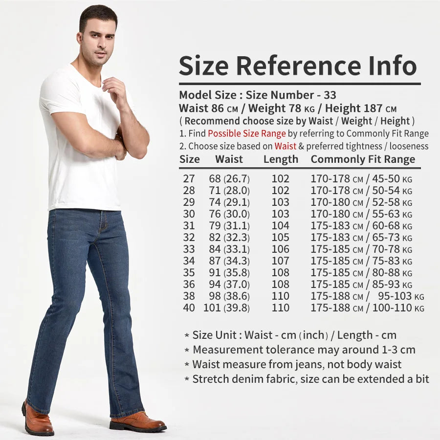 Detail van de comfortabele stof van de zwarte Lucas heren spijkerbroek. Slim fit bootcut jeans textuur.