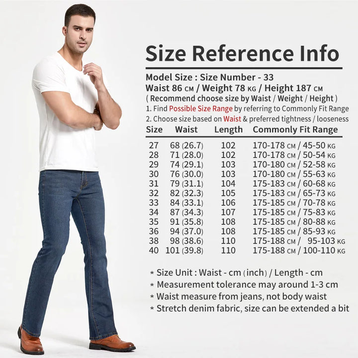 Detail van de comfortabele stof van de zwarte Lucas heren spijkerbroek. Slim fit bootcut jeans textuur.