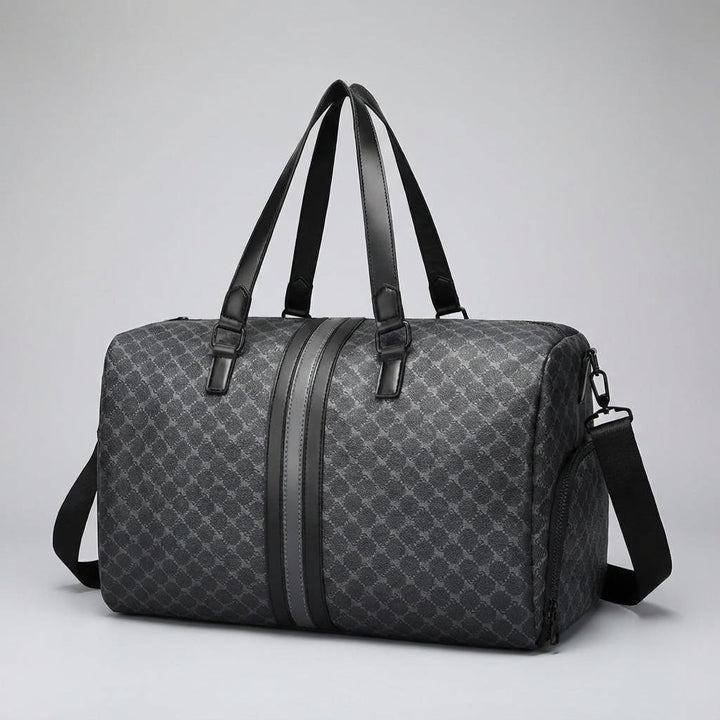 Duurzame weekendtas/schoudertas met stijlvol dambordpatroon. Perfecte bagage voor korte reizen en stijlvolle uitjes.