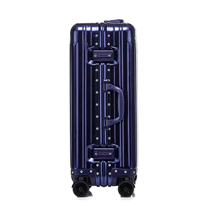 Robuuste aluminium-magnesium koffer, duurzaam en lichtgewicht, ideaal voor frequent reizen. Inclusief TSA slot.