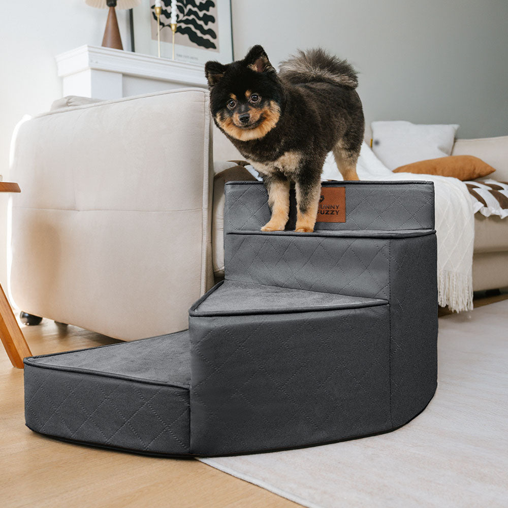 Stijlvolle, gewrichtsvriendelijke huisdiertrap, waterafstotend, curveontwerp, ideaal voor een modern interieur, antislip, makkelijk te reinigen