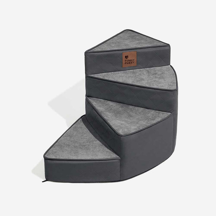 Stijlvolle, gewrichtsvriendelijke huisdiertrap, waterafstotend, curveontwerp, ideaal voor een modern interieur, antislip, makkelijk te reinigen