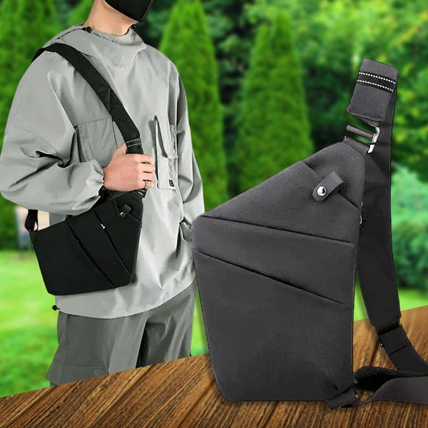 Stijlvolle anti-diefstal schoudertas voor heren, met verborgen ritsen, in een modern design en waterafstotend.