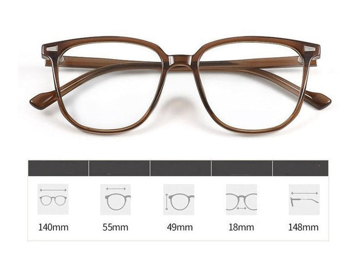 Damesbril met blauwlichtfilter, cool tan, modern en tijdloos design, lichtgewicht kunststof montuur, ideaal voorbeeldschermen