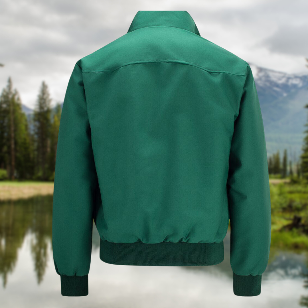 Stijlvolle Harrington-jas voor heren in klassiek design, met opstaande kraag, geribbelde manchetten en praktische zakken.