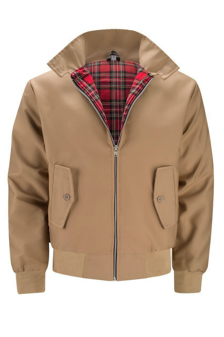 Stijlvolle Harrington-jas voor heren in klassiek design, met opstaande kraag, geribbelde manchetten en praktische zakken.