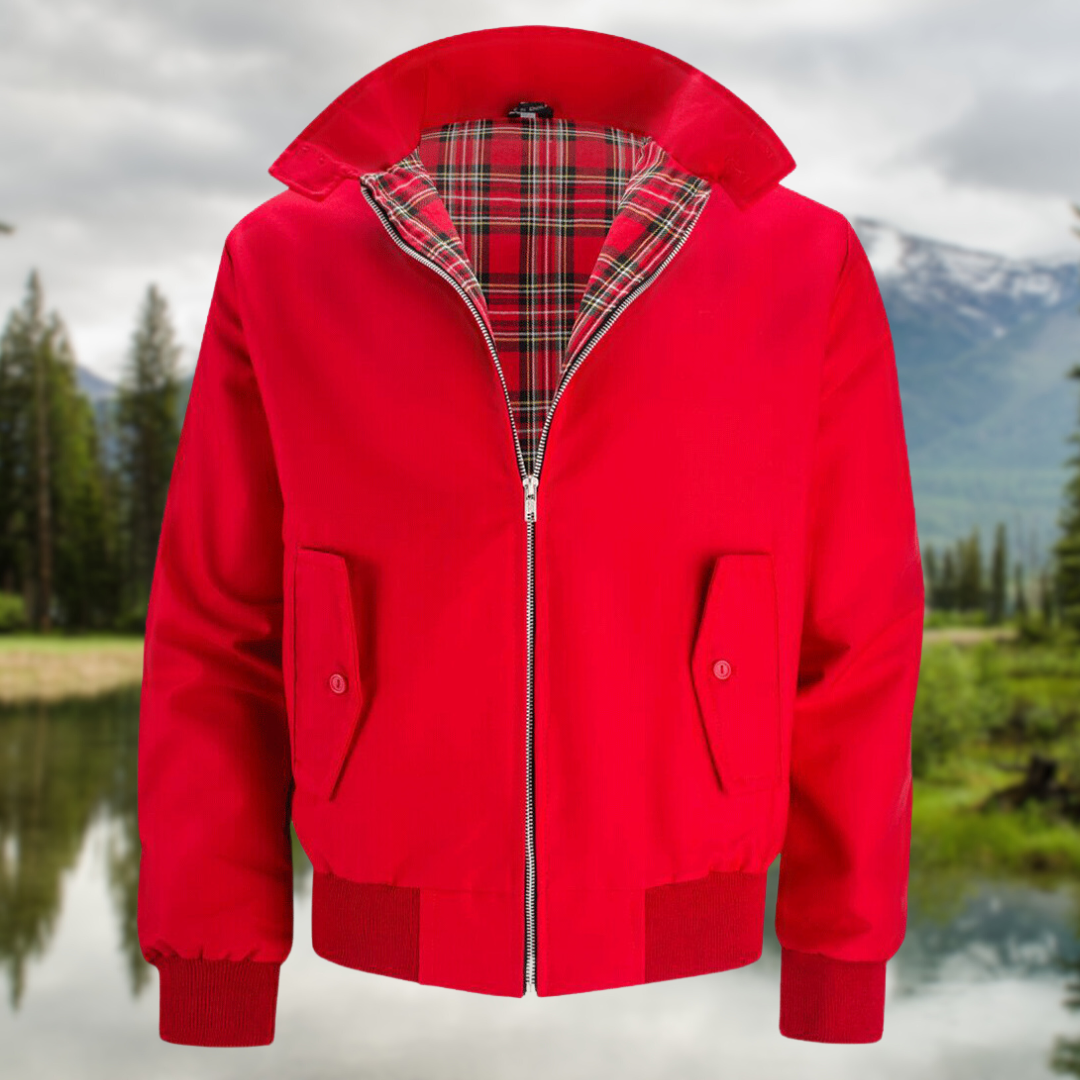 Stijlvolle Harrington-jas voor heren in klassiek design, met opstaande kraag, geribbelde manchetten en praktische zakken.