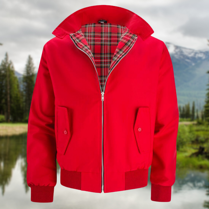 Stijlvolle Harrington-jas voor heren in klassiek design, met opstaande kraag, geribbelde manchetten en praktische zakken.