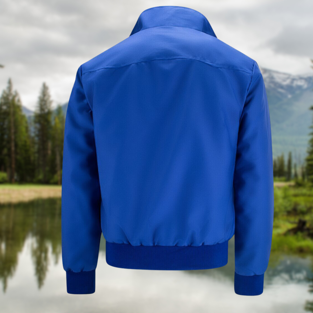 Stijlvolle Harrington-jas voor heren in klassiek design, met opstaande kraag, geribbelde manchetten en praktische zakken.