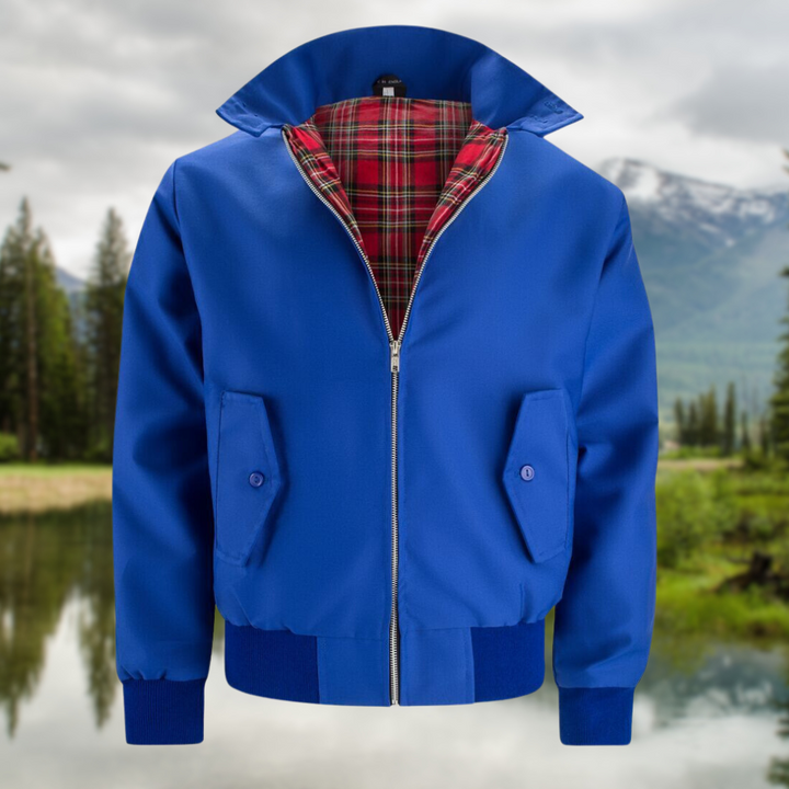 Stijlvolle Harrington-jas voor heren in klassiek design, met opstaande kraag, geribbelde manchetten en praktische zakken.