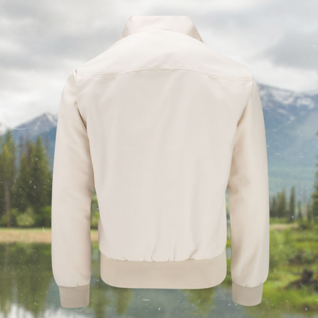 Stijlvolle Harrington-jas voor heren in klassiek design, met opstaande kraag, geribbelde manchetten en praktische zakken.