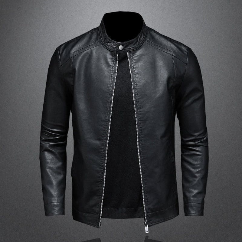 Stijlvolle heren leren motorjas met getailleerd biker-design voor de lente