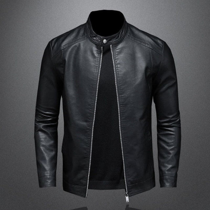 Stijlvolle heren leren motorjas met getailleerd biker-design voor de lente