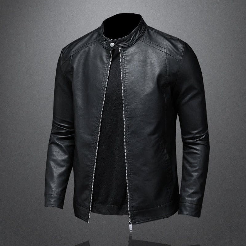Stijlvolle heren leren motorjas met getailleerd biker-design voor de lente